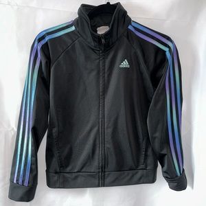 Adidas Zip Up Jacket Black with Tri-blue color Trim Youth L 14